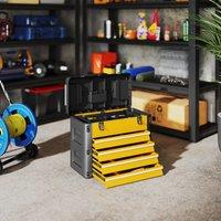 HOMCOM 4 Drawers Large Tool Box, Steel Toolbox with Handle, Yellow