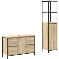 Berkfield Home 2 Piece Bathroom Furniture Set Sonoma Oak Engineered Wood in Beige
