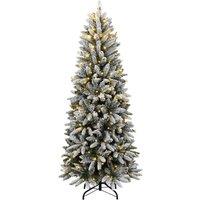 Berkfield Home Artificial Christmas Tree 300 LEDs & Flocked Snow 180 cm in Green