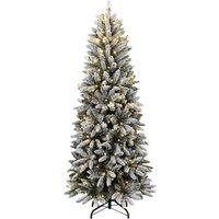 Berkfield Home Artificial Christmas Tree 300 LEDs & Flocked Snow 210 cm in Green