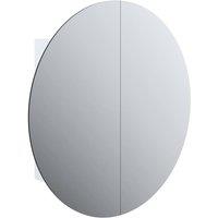 Berkfield Home Bathroom Cabinet with Round Mirror&LED White 54x54x17.5 cm