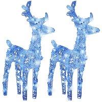 Berkfield Home Christmas Reindeers 2 pcs Blue 80 LEDs Acrylic