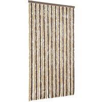 Berkfield Home Fly Curtain Dark Brown & Beige 100x220 cm Chenille