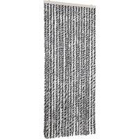 Berkfield Home Fly Curtain Grey & Black & White 56x200 cm Chenille
