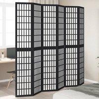 Berkfield Home Room Divider 6 Panels Black Solid Wood Paulownia