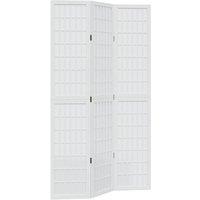 Berkfield Home Room Divider 3 Panels White Solid Wood Paulownia