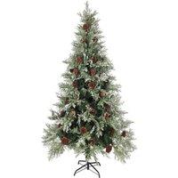 Berkfield Home Pre-lit Christmas Tree with Pine Cones Green&White 225 cm PVC&PE in Green