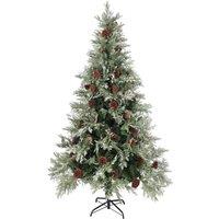 Berkfield Home Pre-lit Christmas Tree with Pine Cones Green&White 195 cm PVC&PE in Green