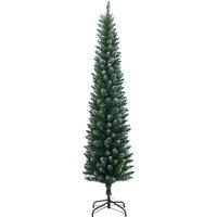 Berkfield Home Realistic Artificial Slim Christmas Tree 300 LEDs 210 cm in Green