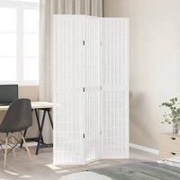 Berkfield Home Room Divider 3 Panels White Solid Wood Paulownia