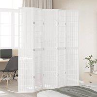 Berkfield Home Room Divider 5 Panels White Solid Wood Paulownia