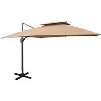 Berkfield Home Cantilever Umbrella with Double Top 300x300 cm Taupe in Beige