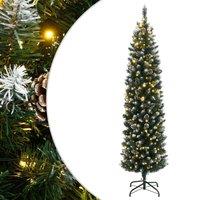 Berkfield Home Artificial Slim Christmas Tree 300 LEDs 210 cm in Green