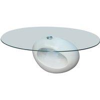 Berkfield Home Coffee Table with Oval Glass Top High Gloss White