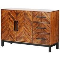 Jaipur Furniture Ltd Parquet 120 cm Sideboard - Mango Wood/Iron - L40 x W120 x H80 cm - PP Finish in Brown