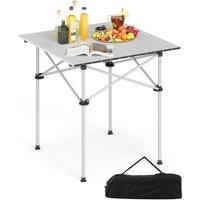 Costway Outdoor Folding Silver Camping Table Portable Aluminum Roll Up Table