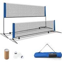 Costway Portable Badminton Net Height Adjustable Sports Net w/ Carrying Bag in Blue