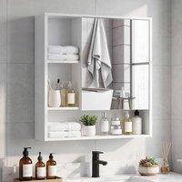 Costway Bathroom Wall Mirror Cabinet Recessed Mount Medicine Cabinet w/Shelves in White
