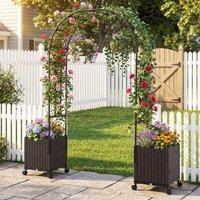 Costway 200cm Garden Arch Trellis w/ 2 Planter Boxes Outdoor Arbor Archway