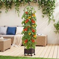 Costway 200 cm Raised Garden Bed Planter Box with Obelisk Trellis in Black