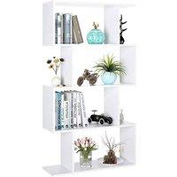 Nordara White S-Shaped 4-Tier Bookcase & Display Rack for Home Storage