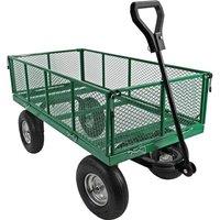 VOGREX Heavy Duty Garden Cart Trolley Wagon 500kgs Folding Sides in Green