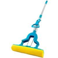 VOGREX Super Absorbent Sponge Mop Telescopic Handle Laminate Floor in Blue