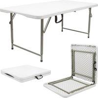 Nordara 120cm Height Adjustable Folding Trestle Table for Camping Party Picnic in White