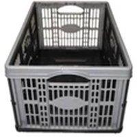 EONLION Pack of 5 32L Plastic Foldable Stackable Storage Crates Boxes in Grey