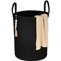 VOGREX Black Tall Woven Rope Laundry Basket Storage for Towels Toys