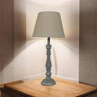 Havendro Elegant 41cm Wooden Washed Table Lamp with Linen Shade in Grey