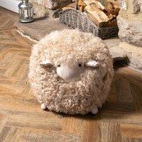 Native Natural Shearling Lamby Ball Natural White Childrens Stool in Beige