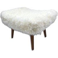 Native Natural Shearling Sheepskin White Footstool