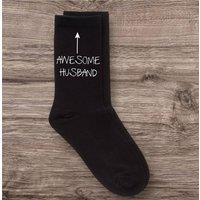 60 SECOND MAKEOVER Men's Awesome Husband Black Calf Socks