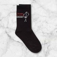 60 SECOND MAKEOVER Men's Rather Be Playing Cricket Black Calf Socks