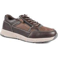 Pavers Men's Wide Fit Zip & Lace Fasten Casual Trainers in Brown | Size: 12