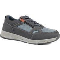 Pavers Men's Wide Fit Zip & Lace Fasten Casual Trainers in Dark Grey | Size: 10