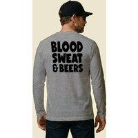 Gas Monkey Garage Men's Blood Sweat & Beers Long Sleeve T-Shirt in Grey | Size: Medium