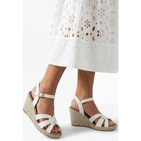 Wallis Women's Danica Faux Leather Cross Strap High Espadrille Wedge Sandals in White | Size: 6