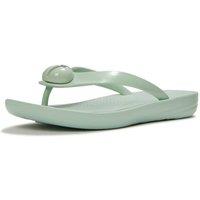 FitFlop Women's iQushion Glossy-Button Flip-Flops in Pale Green | Size: 4