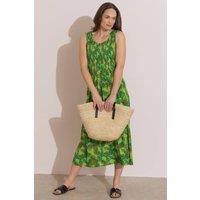Klass. Women's Printed Smocked Midaxi Dress in Green | Size: 16