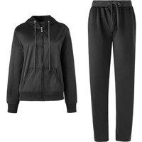 MODISHION Women's Long Sleeve Zip Up Hooded Tracksuit Set in Black | Size: Large
