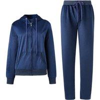MODISHION Women's Long Sleeve Zip Up Hooded Tracksuit Set in Navy | Size: XL