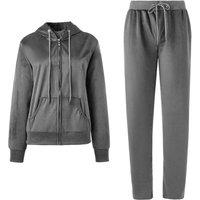 MODISHION Women's Long Sleeve Zip Up Hooded Tracksuit Set in Dark Grey | Size: XL