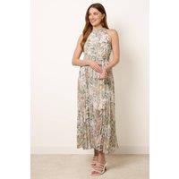 Blue Vanilla Women's Green Sleeveless Belted Turtleneck Maxi Dress | Size: S/M