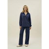 The Night Store Women's Navy Collar Lounge Trouser Set | Size: 10-12