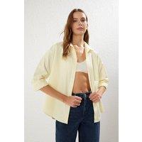 WOVCOR Women's Loose Fit Cotton Woven Shirt in Yellow | Size: 14
