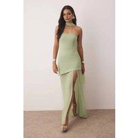 WOVCOR Women's Woven Maxi Evening Dress With Shawl Detail in Mint | Size: 14