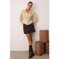 WOVCOR Women's Tailored Striped Shirt with Adjustable Waist Detail in Yellow | Size: 12