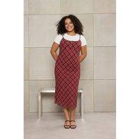 WOVCOR Women's Check Print Layered Slip Midi Dress | Size: 6XL